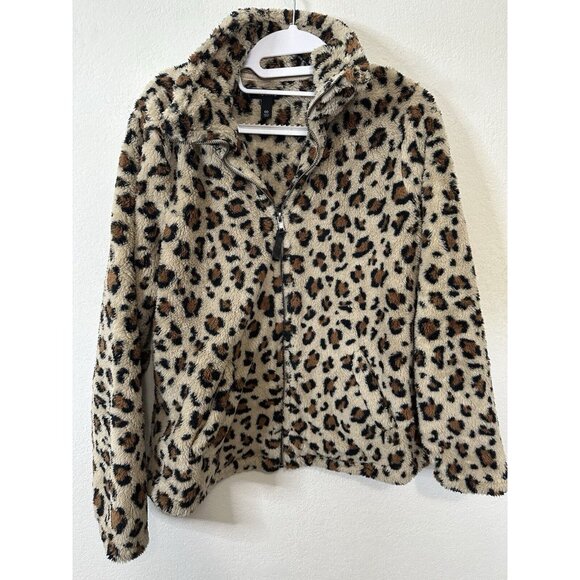 Torrid Animal Print Full Zip Fuzzy Sweater Size Med/Lrg (00) - Picture 1 of 7